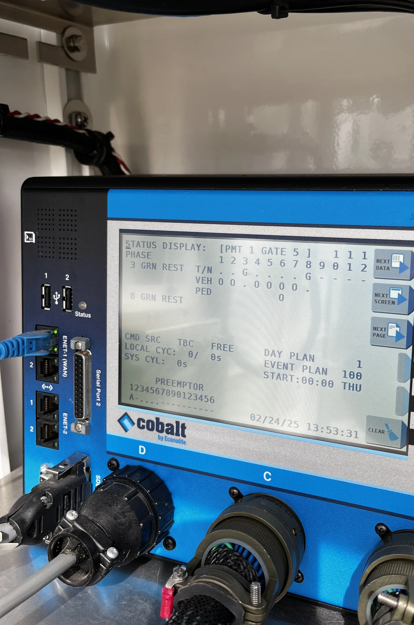 Cobalt traffic signal controller operating inside a cabinet